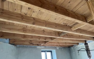 AÉROGOMMAGE D’UN PLAFOND BOIS À LANDOS 43340