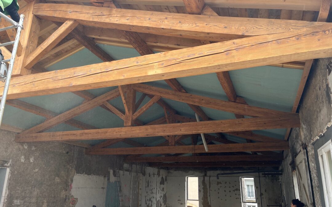 AÉROGOMMAGE DE POUTRE BOIS À MONTPELLIER